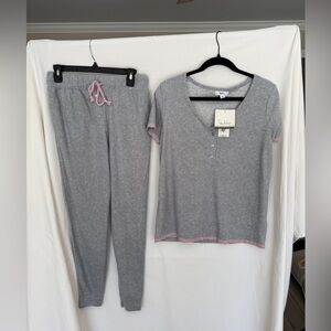 Gray Lounge Set with Pink Trim